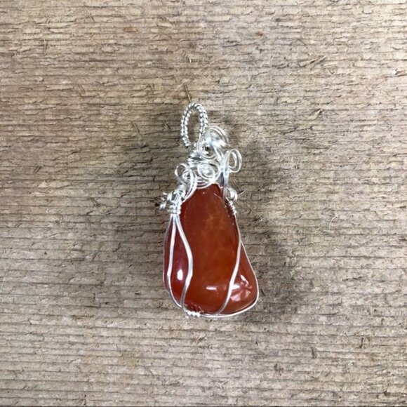 Citrine Agate .925 Silver Wrapped Necklace Pendant - Picture 1 of 6